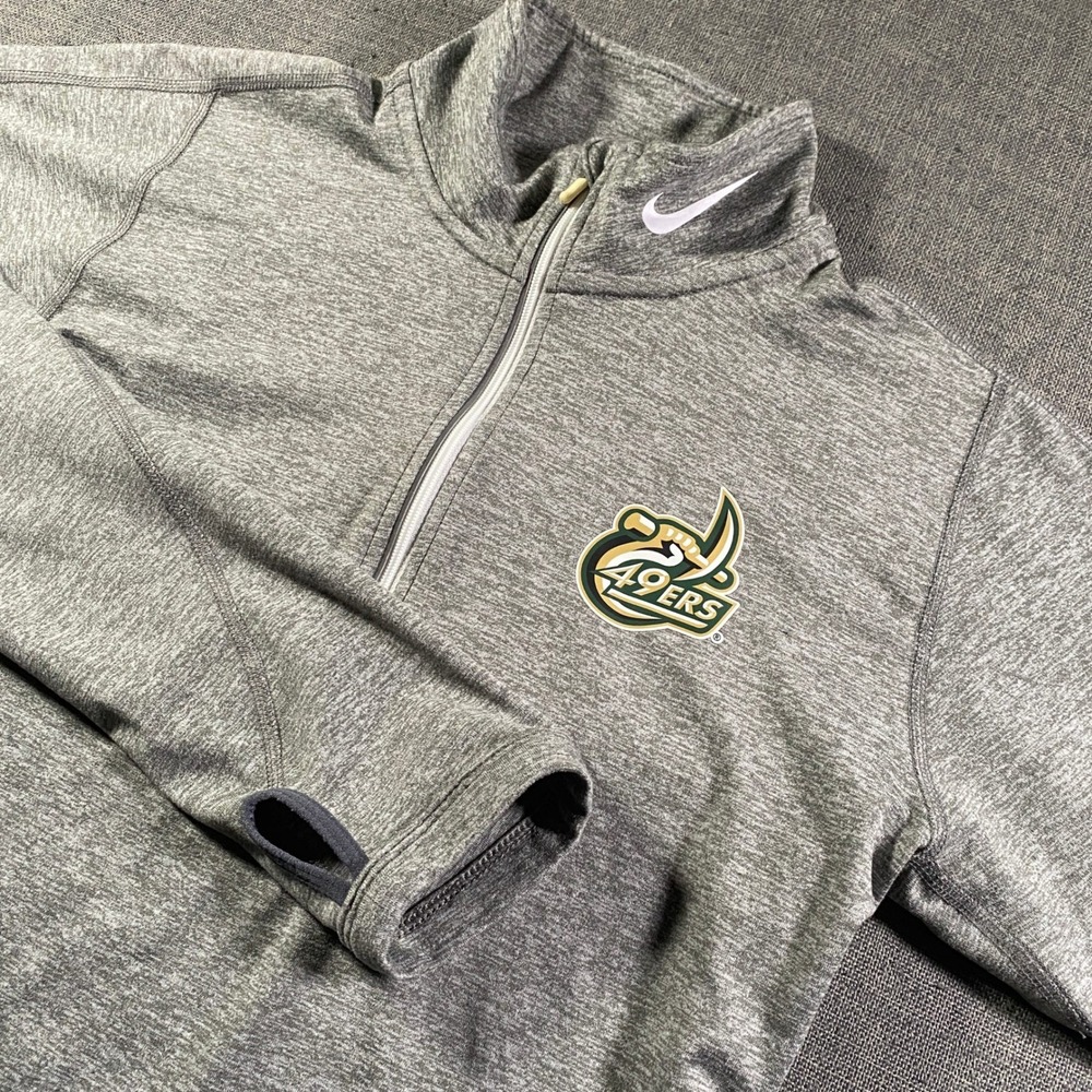Nike UNC Charlotte 49ers 1/4 Zip Pullover Dri Fit Womens Small Gray Athletic Top